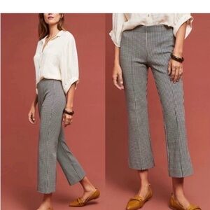 Anthropologie Cartonnier High Rise Houndstooth Crop Pants pull on comfortable Sm